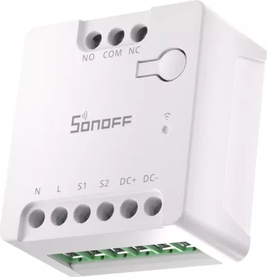 Switch i mençur Sonoff MINI-D, WiFi, Matter, AC/DC 12-48V, kontakt i thatë, Bardhë