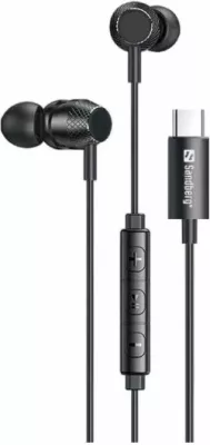 Kufje SANDBERG USB-C/A In-Earset 126-50, me mikrofon në kabllo, kabllo 1.2 m, set me adapter USB-C në USB-A + 3 palë tips, e zezë