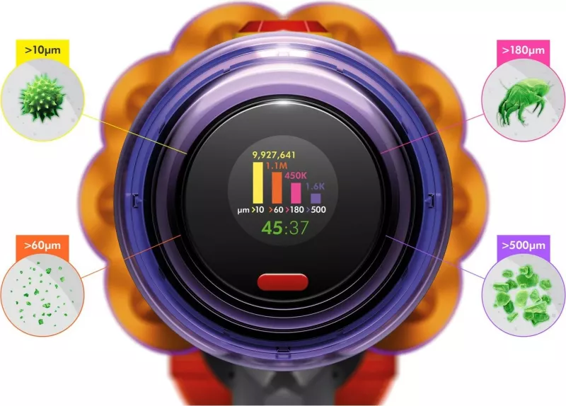 Fshesë me korrent Dyson V12 Detect Slim Absolute, 0.35 L, LCD, Nickel, Yellow