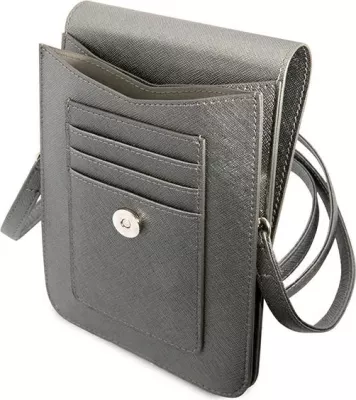 Çantë smartphone Guess Saffiano Triangle, gri