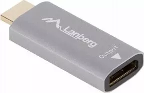 Adapter AV Lanberg AD-HD-DP-01 HDMI (M) në DisplayPort (F) 4K 60Hz, argjend, me furnizim USB-C