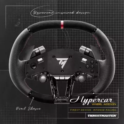 Timon për simulator garash Thrustmaster Hypercar Wheel Add-On, 25 butona, kompatibil me baza T818/T598, i zi