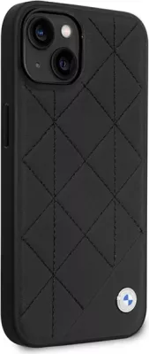 Mbështjellës BMW Leather Quilted për iPhone 14 6.1", i zi