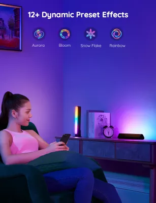 Shufra ndriçimi LED Govee Flow Plus H6056, RGBICWW, WiFi + Bluetooth, set 2 copë