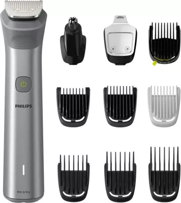 Trimer Philips Multigroom 5000 MG5920/15, 10 në 1, ngjyrë argjendi