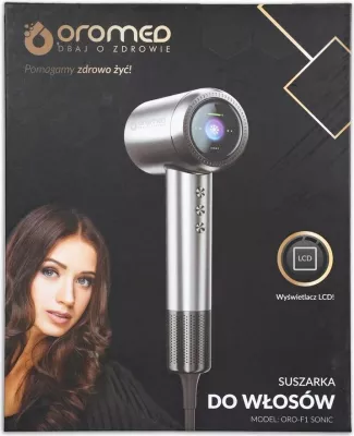 Tharëse flokësh Oromed ORO-F1 SONIC, 1600 W, LCD, Argjendtë