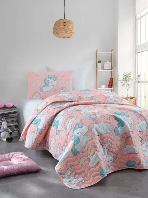 Set mbulesë krevati teke Unicornio, rozë, L'essentiel