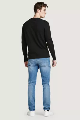 Xhemper për meshkuj Jack & Jones JJEBASIC Knit Crew Neck NOOS 12137190, i zi [Madhësia: S]