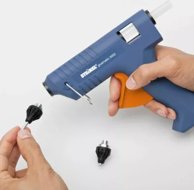 Pistoletë ngjitëse me ngjitës të nxehtë Steinel Gluematic 3002 200 W, 11 mm, blu/portokalli, set me 3 shkopinj