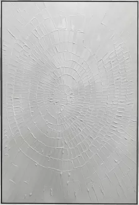 Pikturë dekorative White Fingerprints, kornizë argjendi, 80x120x4cm