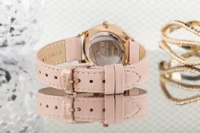 Orë dore femra TIMEX Dress TW2V95800, rozë e artë, set me kuti