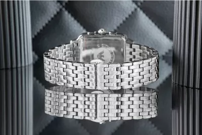 Orë dore meshkujsh Emporio Armani Diego AR11751, argjend me të zezë, set me kuti