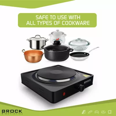 Rešo elektrike Brock EP 100 BK 1500W pllakë 18.5cm, e zezë