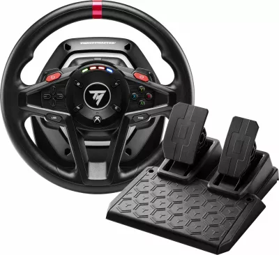 Set timon garash Thrustmaster T128-X Shifter Pack, Force Feedback, për Xbox Series X|S/Xbox One dhe PC, me pedale + TH8S shifter 8 shpejtësi, i zi