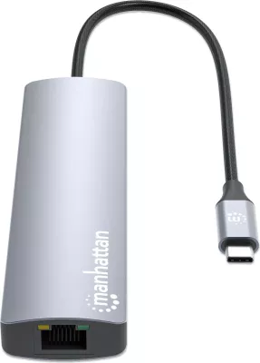 Docking station MANHATTAN 7-in-1, USB-C, 1x HDMI, 2x USB 10Gb/s, argjend