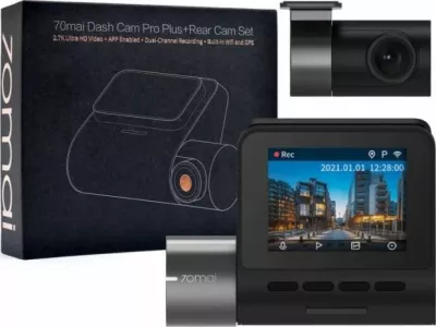 Video-regjistrues për veturë 70mai Dash Cam Pro Plus+ A500S 1944P GPS Wi‑Fi + kamerë e pasme RC06 1080p, e zezë, set