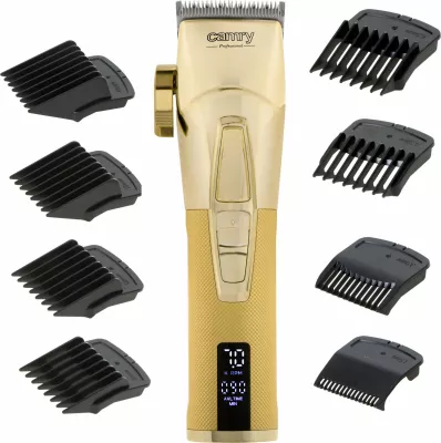 Makinë qethje Camry CR 2835G, 8 nivele 1.5-18 mm, teh qeramik & kokë titaniumi, bateri, USB-C, gold