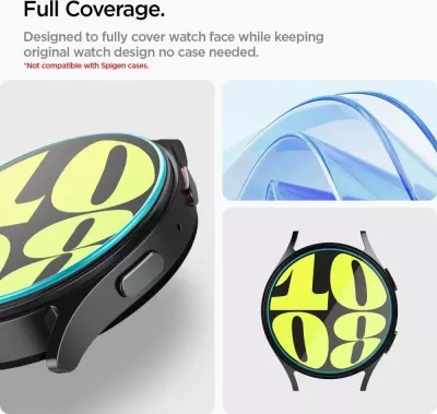 Xham i kalitur mbrojtës Spigen Glas.TR EZ-FIT për Samsung Galaxy Watch 7 44 mm, transparent, paketë 2 copë