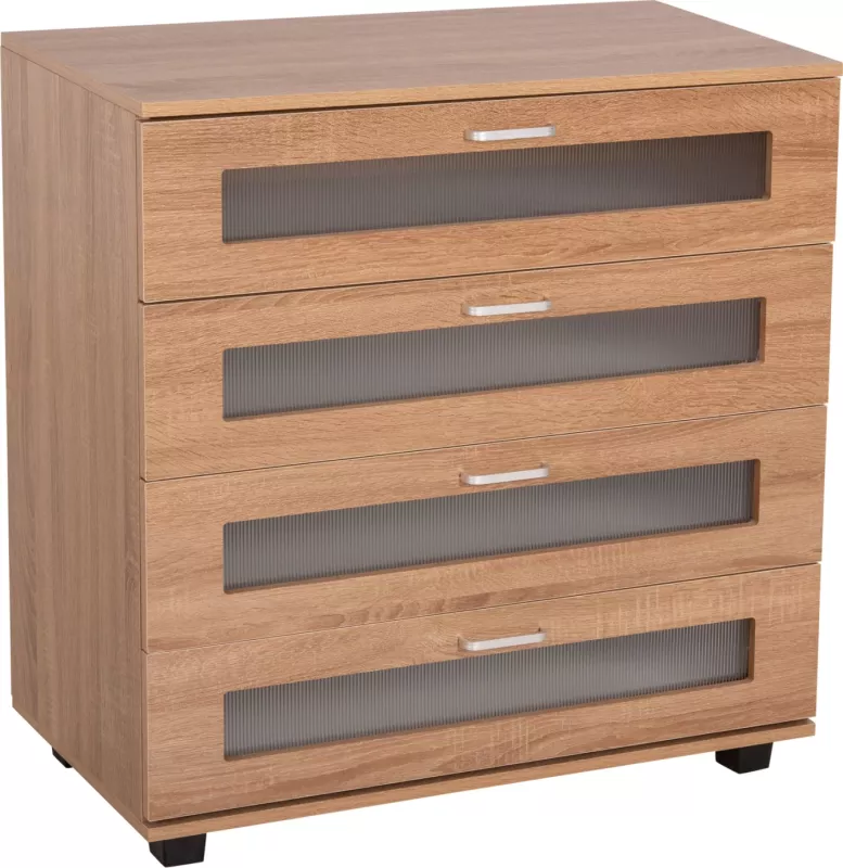 Komodinë THORGAN FH9880.01 melaminë në ngjyrë SONOMA-4 sirtarë 80Χ40Χ83Hcm