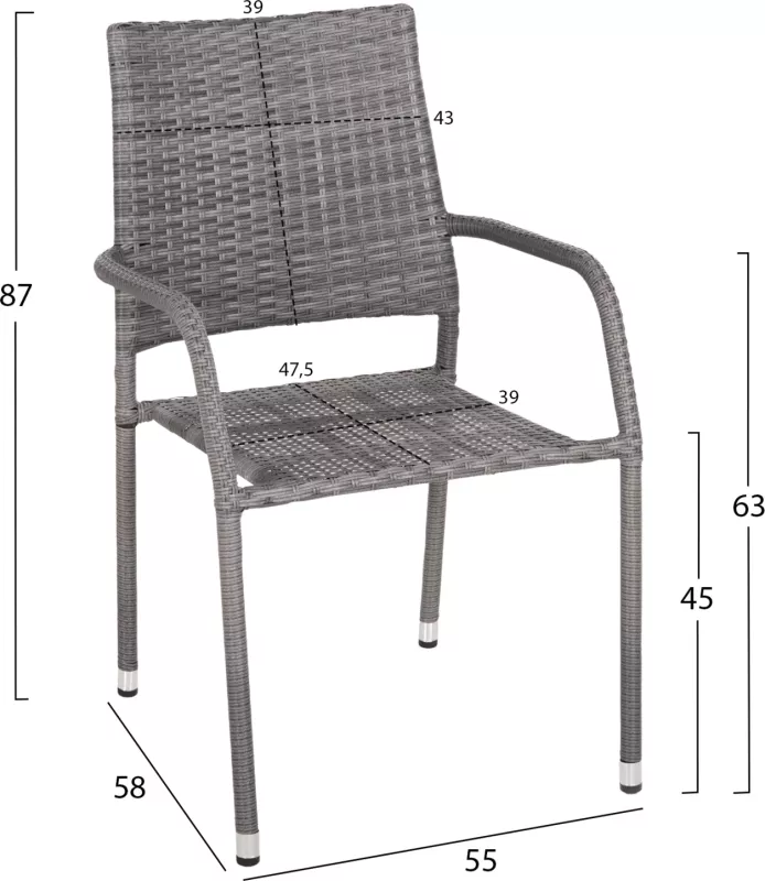 Karrige e jashtme MORNER FH6074.02 metal-gri me thurje 55x58x87H