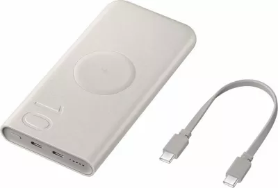 Powerbank Samsung EB-U2510XU 10000mAh 25W 2x USB-C me karikim pa tela, krem, me kabllo USB-C