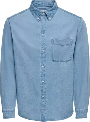 Këmishë për meshkuj Only & Sons Onsorson Regular Yfm Dnm 22036600, denim blu e hapur [Madhësia: M]
