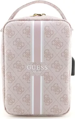 Çantë organizer Guess 4G Printed Stripes, rozë, me port USB