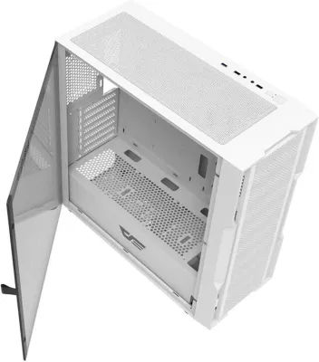 Kasë Darkflash DK431 MESH, Midi Tower, xham i temperuar, pa ventilatorë, e bardhë
