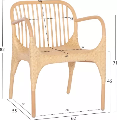 Karrige për ngrënie GIBBON FH9957.01 ratan natyral 62x55x82H cm
