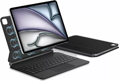 Mbështjellës me tastierë Tech-Protect Smartcase Magnetic për iPad Pro 12.9" 2020/2021/2022, iPad Air 13" 2024/2025, E zezë