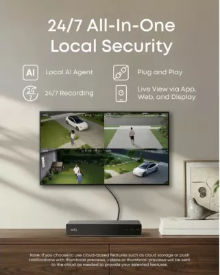sistem monitorimi sigurie NVR PoE Anker eufy Security S4, 4 kamera (2x eufy E40 + 2x eufy S4), HDD 2TB, 8-kanal (zgjerim deri 16), 4K, bardhë/zi