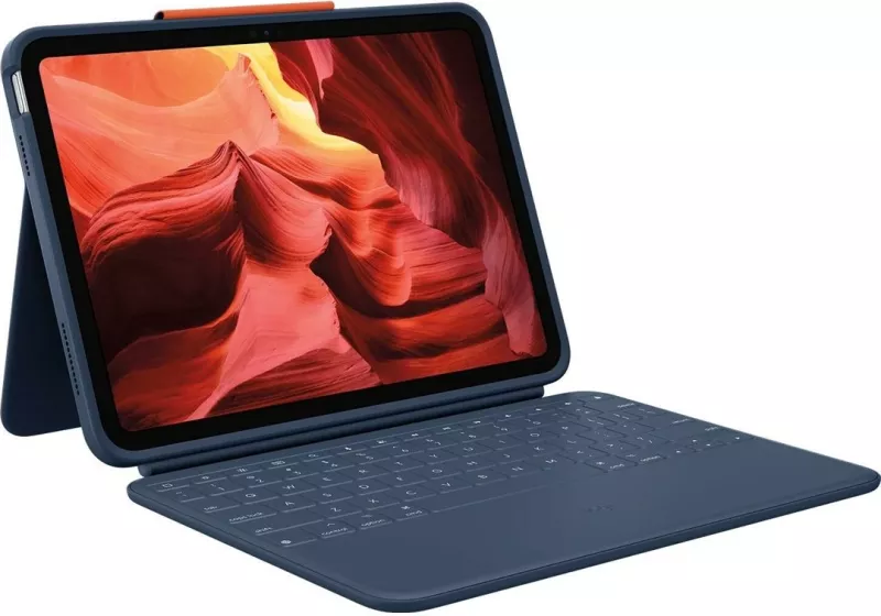 Mbështjellës Logitech Rugged Combo 4 për iPad 10th gen, Classic Blue