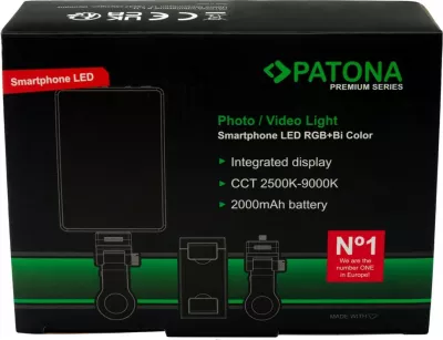 Dritë LED portabile PATONA Premium RGB/Bi-Color për smartphone, 2000 mAh, Bardhë