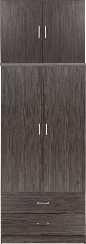 Dollap REINA FH21061.01 2-fletësh me kabinet sipër dhe 2 sirtarë-melaminë në Zebrano 80x42x241Hcm