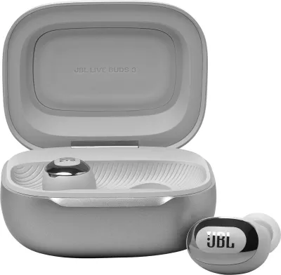 Kufje JBL Live Buds 3, wireless, Bluetooth, argjend