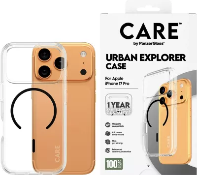 Mbështjellës PanzerGlass CARE Flagship Urban Explorer MagSafe për iPhone 17 Pro, transparent