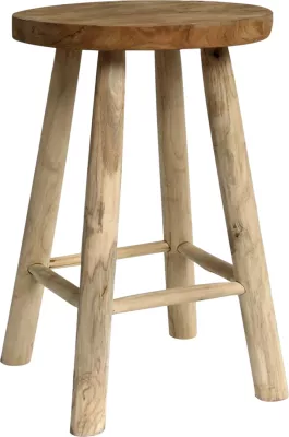 Karrige për bar prej druri teak natyral Φ35x62Hcm.FH9479