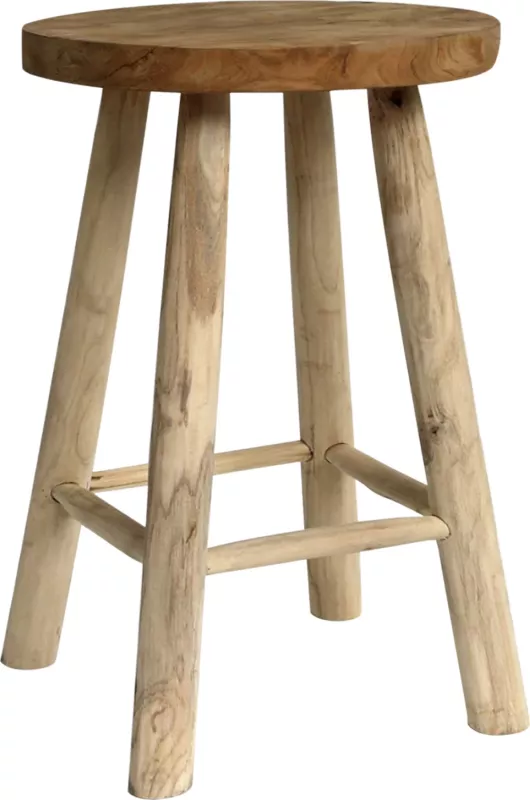 Karrige për bar prej druri teak natyral Φ35x62Hcm.FH9479