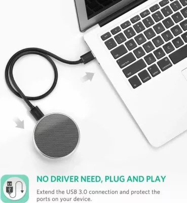Kabllo USB 3.0 UGREEN 10369 USB-A mashkull në USB-A mashkull, 0.5 m, e zezë, 1 copë (Polybag)