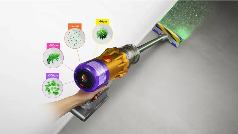 Fshesë me korrent Dyson V12 Detect Slim Absolute, 0.35 L, LCD, Nickel, Yellow