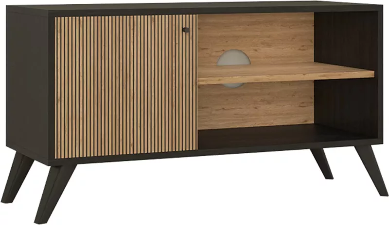 TV komodë KRUDEN FH9443.11 melaminë, ngjyrë e zezë-natyrale, 100x40x51 cm