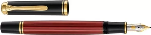 Stilolaps Pelikan Souverän 600, majë ari/rhodium, piston, i zi/kuq/artë