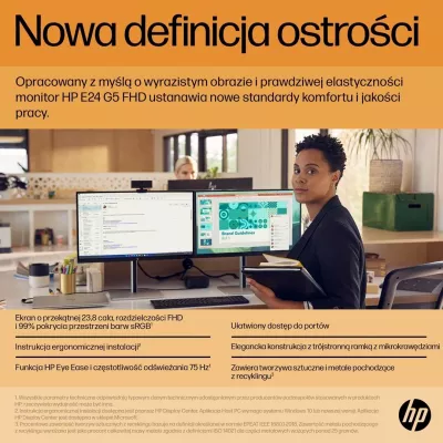 Monitori HP E-Series E24 G5, 23.8", Full HD, LED, Argjëndtë dhe Zi