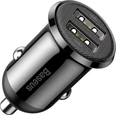 Mbushës për veturë Baseus Grain Pro me 2x USB, ngjyrë e zezë