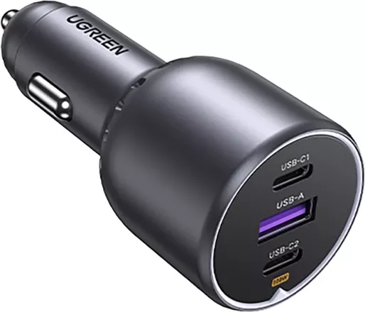 Karikues për veturë UGREEN 35025 130W 3-Port (2x USB-C, 1x USB-A) gri e errët