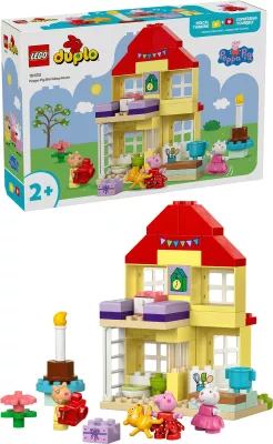 Set ndërtimi LEGO DUPLO 10433 Peppa Pig Birthday House, 59 pjesë, multikolor
