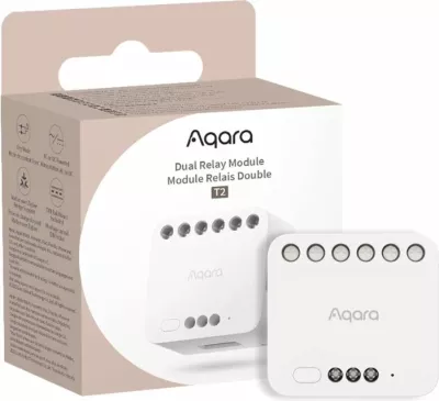 Modul relé dual AQARA T2 DCM-K01, Zigbee 3.0, DIN rail, set 2 copë, bardhë