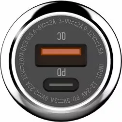 Karikues veture LDNIO C1 36W 2 porta (USB-A + USB-C) PD/QC3.0, zi/argjendtë