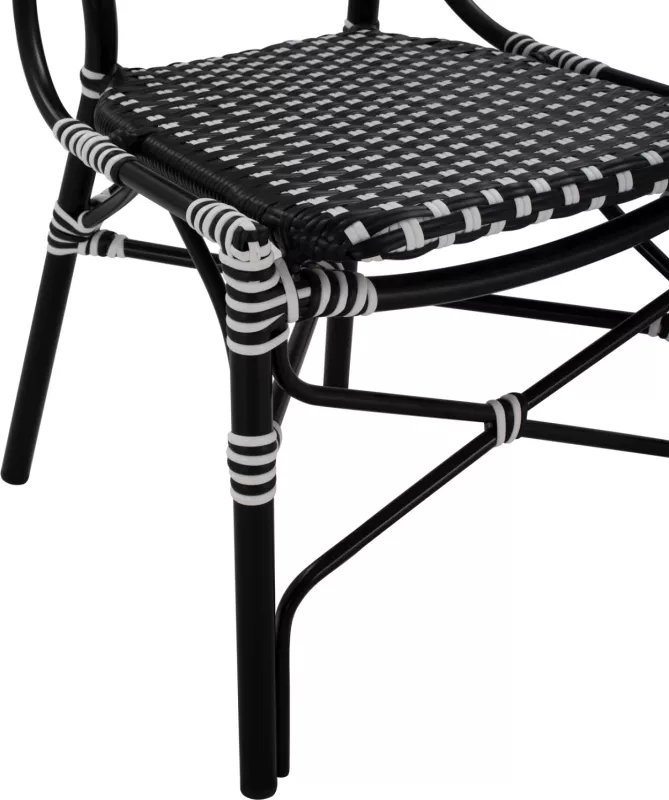 Karrige alumini pamje bambuje me thurje bardhë e zi FH5792.02 46x60x96 cm