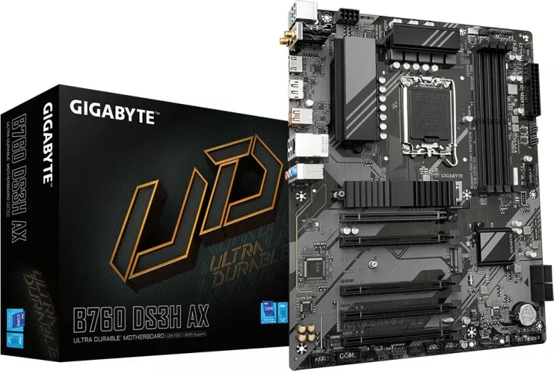 Pllakë amë Gigabyte GA-B760 DS3H AX, Socket 1700, DDR4, ATX, e zezë